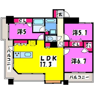 D’グランセ白川公園【5階】の間取り