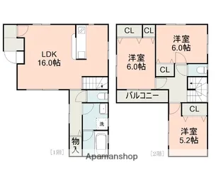 梶尾貸家 3号棟【1階】の間取り