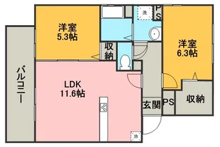 ラフィーネ青葉台【1階】の間取り