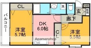 ヨーロピアンシャレー清水万石 壱番館【2階】の間取り