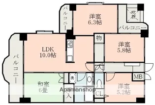 ライオンズマンション水前寺第2【2階】の間取り