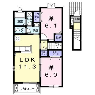 NOBLEPEACH弐番館【2階】の間取り