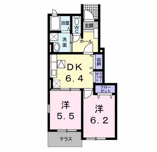 キャッスルウイングⅡ【1階】の間取り