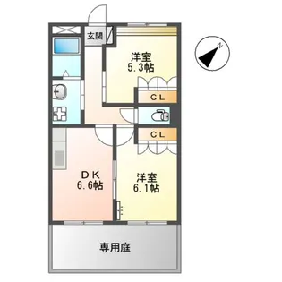 ヴァンベール・リバーツ【1階】の間取り