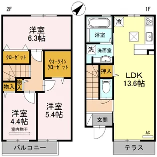 フラリール保田窪【102号室】の間取り