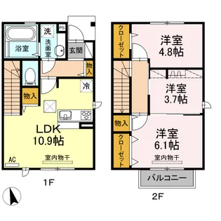 メゾネット花園【102号室】の間取り