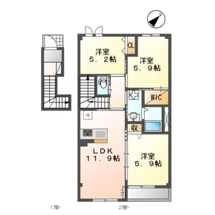 シュプロスⅡ【2階】の間取り