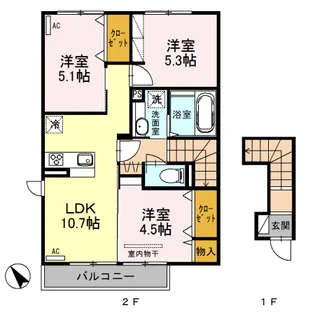 グランディール A棟【2階】の間取り