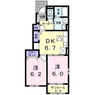 ノースリバーⅠ番館 B【1階】の間取り