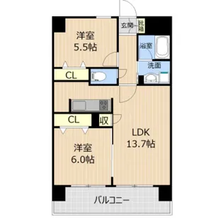 LIBTH水前寺公園【9階】の間取り