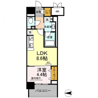 D’プレイス 九品寺【9階】の間取り