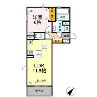 ウィル東小路【1階】の間取り