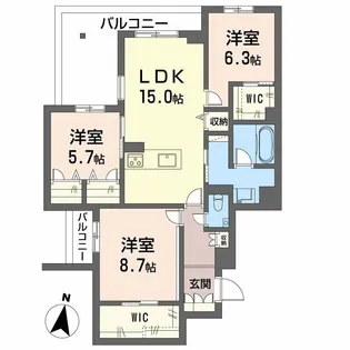 MOANA GARDEN 水前寺【2階】の間取り