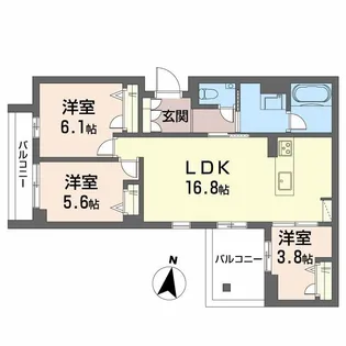 MOANA GARDEN 水前寺【4階】の間取り