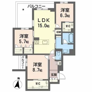 MOANA GARDEN 水前寺【3階】の間取り
