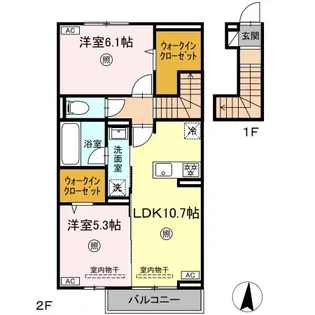 サンメゾン国府 B棟【2階】の間取り