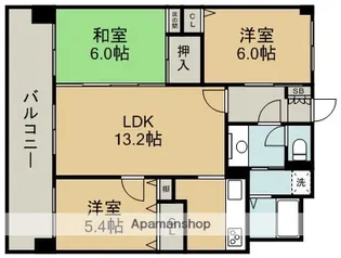 コアマンション新水前寺Ⅰ【6階】の間取り