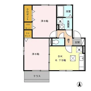 オークスドュール・ウルゲ B棟【1階】の間取り