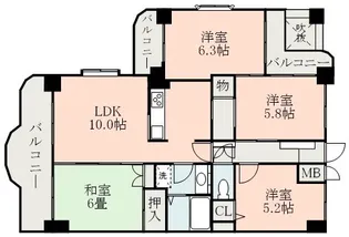 ライオンズマンション水前寺第2【2階】の間取り