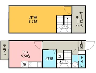 熊本県熊本市南区城南町下宮地【テラスハウス】の間取り