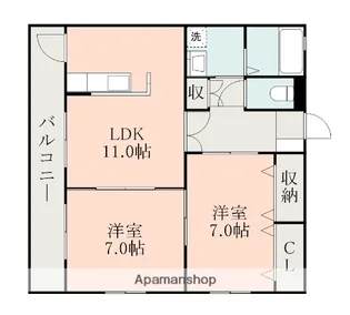 コートプレイス龍田Ⅱ【1階】の間取り