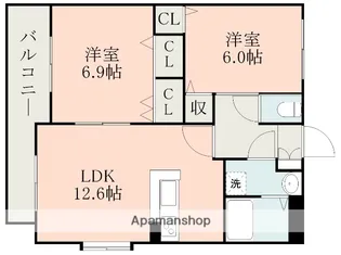 サングローリー津久礼【4階】の間取り