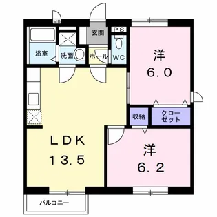 ディアコートB【2階】の間取り