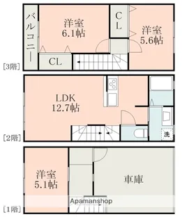 フルラージュ新水前寺【1階】の間取り