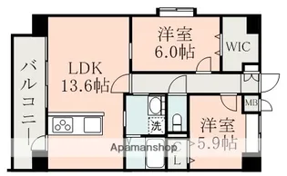 クイーンズイン菊陽【4階】の間取り