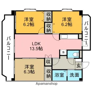 グランレーヴ弐番館【1階】の間取り