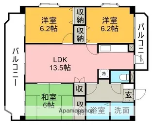グランレーヴ弐番館【3階】の間取り