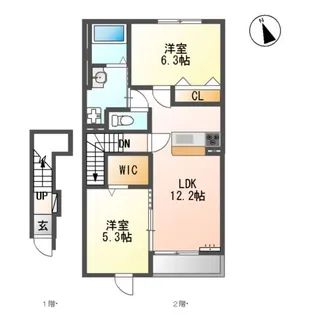 リベルテ三里木【2階】の間取り