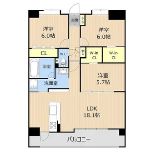 LIBTH平成駅前【7階】の間取り