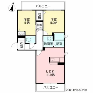 ラ・リュミエール月出【2階】の間取り