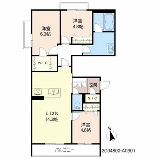 リバージュ若葉【3階】の間取り