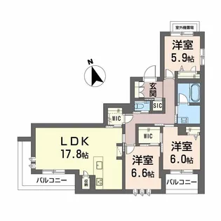 シャーメゾン クオリスタ【3階】の間取り