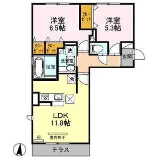 セキュレア須屋 H棟【1階】の間取り