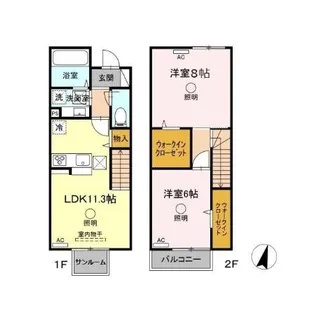 熊本県熊本市東区小山2丁目【テラスハウス】の間取り