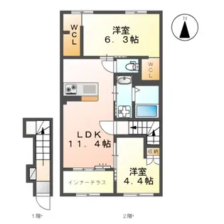 フレスタⅡ【203号室】の間取り