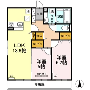 ラフィーネ益城 A棟【1階】の間取り