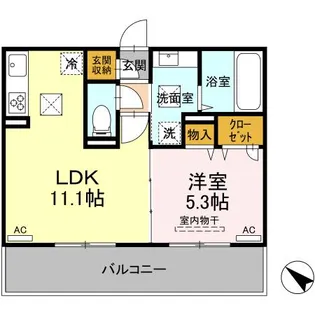 DーROOM隈府 A棟【1階】の間取り
