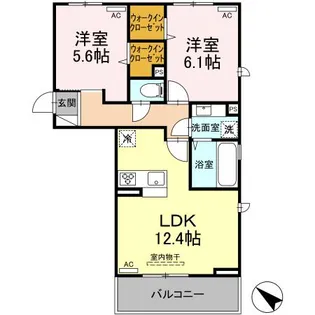 DーROOM隈府 B棟【2階】の間取り