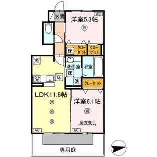(仮称)DーROOM西区上代【1階】の間取り