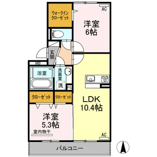 ラフィーネ益城 B棟【2階】の間取り