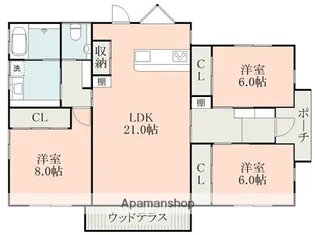 熊本県熊本市北区龍田陳内2丁目【一戸建】の間取り