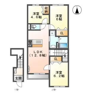 コンフォート三里木A棟【203号室】の間取り