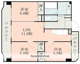 ルアールハイツ【3階】の間取り