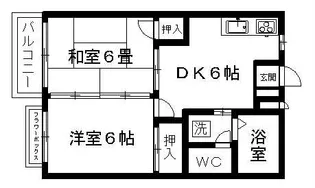 ルネッサンス立田【206号室】の間取り