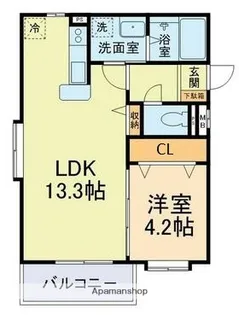 熊本県熊本市中央区渡鹿4丁目【マンション】の間取り