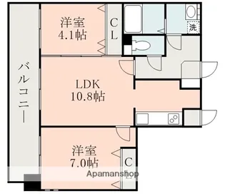 QREST熊大病院前【3階】の間取り